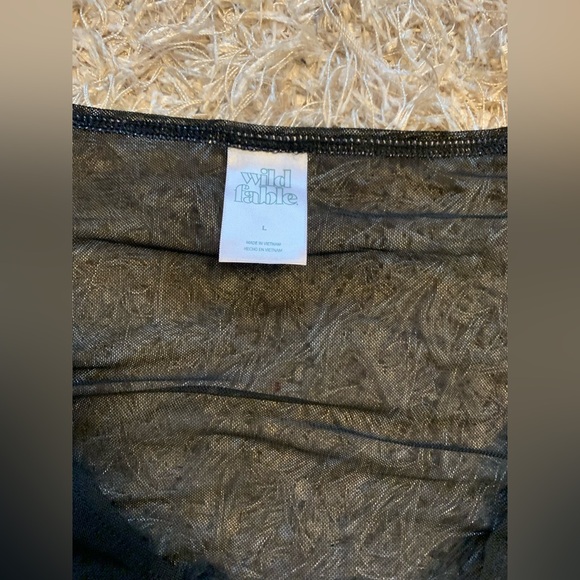 Wild Fable Black Long Sleeve Sheer Crop Top - Picture 2 of 3